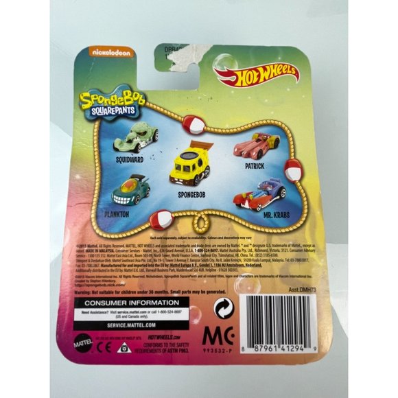 Set of 4, Spongebob Squarepants Hot Wheels Nickelodeon Cars, Patrick, Squidward, - Picture 5 of 16